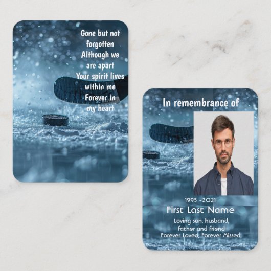 記念写真記念アイスホッケースポーツプレーヤー 名刺 (正面/裏面)