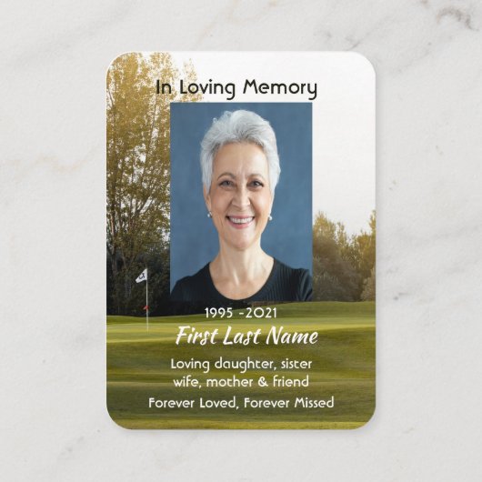 記念写真詩ゴルファーゴルフコースゴルフ 名刺 (裏面)