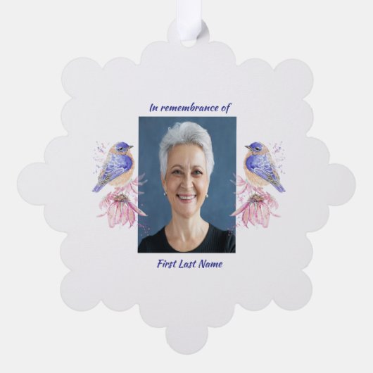 記念写真詩ブルーバードガーデンバード オーナメントカード (裏面)