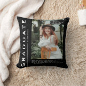 記念写真&引用文卒業ギフトブラック クッション (ブランケット)