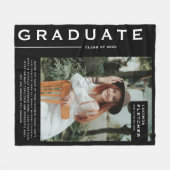 記念写真&引用文卒業ギフトブラック フリースブランケット (正面(横))