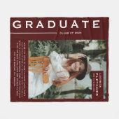 記念写真&引用文卒業式ギフトバーガンディ フリースブランケット (正面(横))