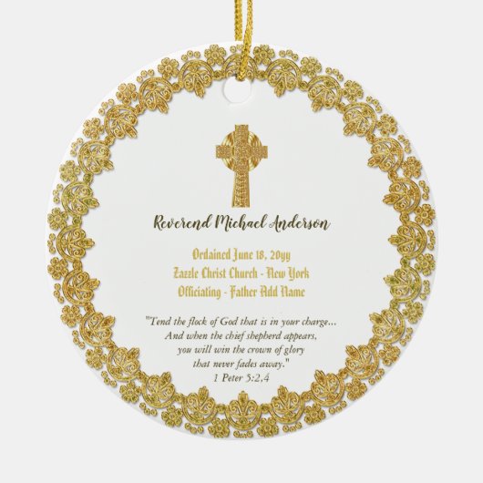 記念叙勲ギフト司祭デアコン セラミックオーナメント (正面)
