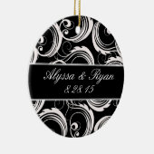記念品のオーナメントの-黒く及び白いフォーマル セラミックオーナメント (右)