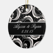 記念品のオーナメントの-黒く及び白いフォーマル セラミックオーナメント (左)