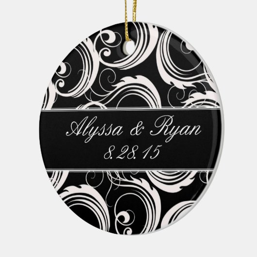 記念品のオーナメントの-黒く及び白いフォーマル セラミックオーナメント (左)