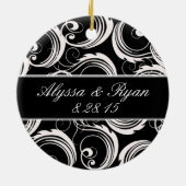 記念品のオーナメントの-黒く及び白いフォーマル セラミックオーナメント (裏面)