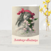 記念品のAffectueuxのヴィンテージのフランス人カード カード (黄色い花)