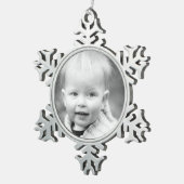 記念品家族のオーナメント-あなたの写真を加えて下さい スノーフレークピューターオーナメント (右)