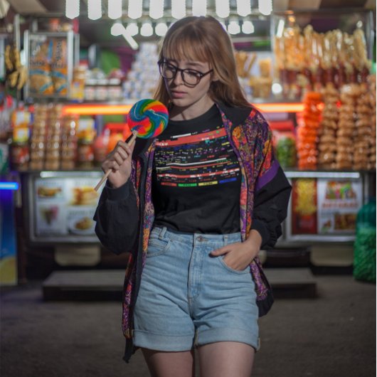 記念品80年代90年代テレテキストグリッチアートノスタルジア Tシャツ