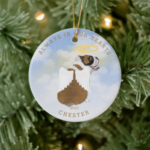 記念天使の犬の翼の写真セラミックオーナメント セラミックオーナメント
