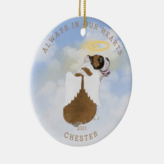 記念天使の犬の翼の写真セラミックオーナメント セラミックオーナメント (右)