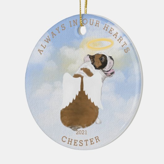 記念天使の犬の翼の写真セラミックオーナメント セラミックオーナメント (左)