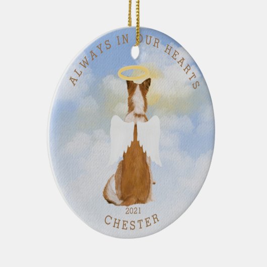 記念天使の犬の翼の写真セラミックオーナメント セラミックオーナメント (右)
