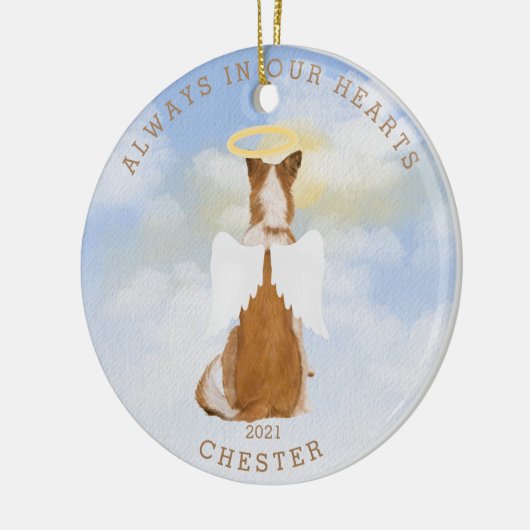 記念天使の犬の翼の写真セラミックオーナメント セラミックオーナメント (左)