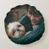 記念天使の犬の翼の写真枕 ラウンドクッション (裏面)