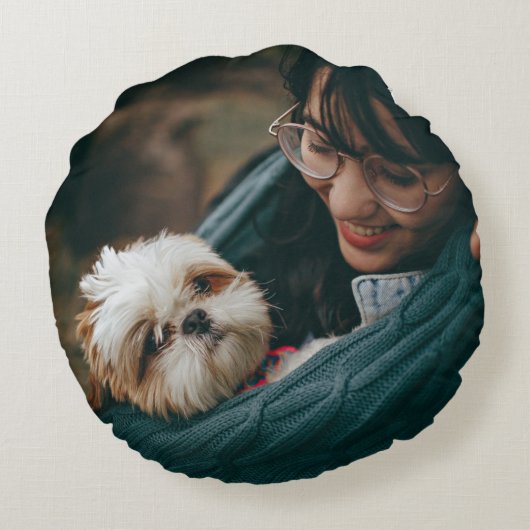 記念天使の犬の翼の写真枕 ラウンドクッション (裏面)