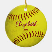 記念女子スポーツグランジーイエローソフトボール セラミックオーナメント (正面)