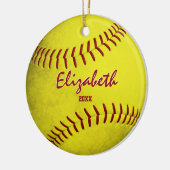 記念女子スポーツグランジーイエローソフトボール セラミックオーナメント (左)