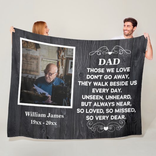 記念引用文カスタムパパ写真と名前 フリースブランケット (インサイチュ)