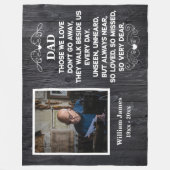 記念引用文カスタムパパ写真と名前 フリースブランケット (正面)