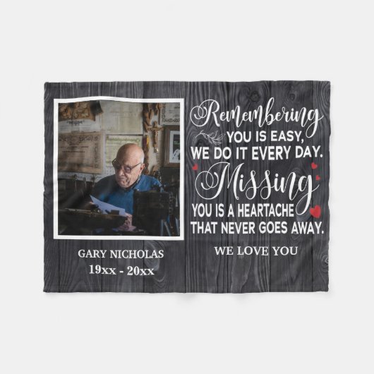 記念引用文パーソナライズされた写真 フリースブランケット (正面(横))