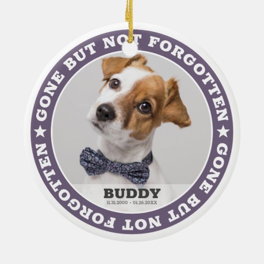 記念引用文モダンペット写真悔やみや弔慰記念 セラミックオーナメント (裏面)