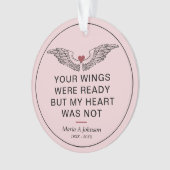 記念悔やみや弔慰写真翼ハート オーナメント (正面)