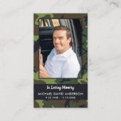 記念悔やみや弔慰迷彩柄葬儀祈りの言葉カード素朴 コーリングカード (正面)