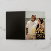 記念撮影カスタム金ゴールドスモダンクリプト 箔グリーティングカード (外側レイダウン)