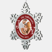 記念撮影ジョイモダンミニマル スノーフレークピューターオーナメント (右)