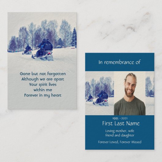 記念撮影スノーモービル冬 名刺 (正面/裏面)