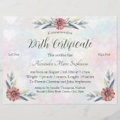 記念新生児機器誕生証明書 (正面)