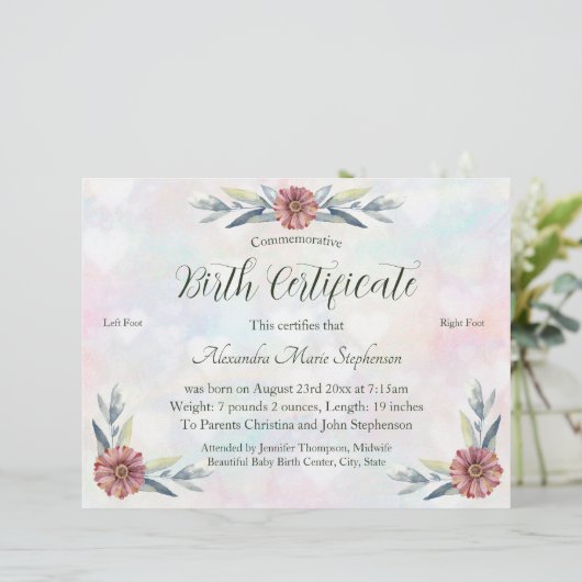 記念新生児機器誕生証明書 (スタンド正面)