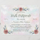 記念新生児機器誕生証明書 (正面/裏面)