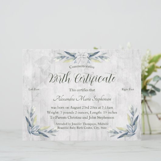 記念新生児機器誕生証明書 (スタンド正面)