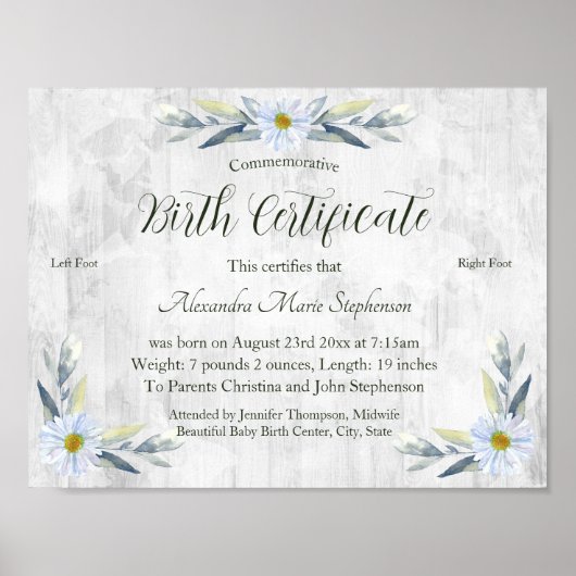 記念新生児機器誕生証明書 ポスター (正面)