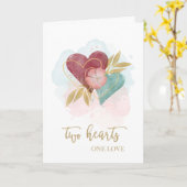 記念日おめでとう水彩2ハート カード (黄色い花)