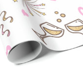 記念日お祝いパターンピンク/金ゴールドID723 ラッピングペーパー (ロールコーナー)