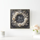 記念日におすすめのエレガントなペーパーアート スクエア壁時計 (ホーム)