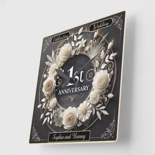 記念日におすすめのエレガントなペーパーアート スクエア壁時計 (傾斜)