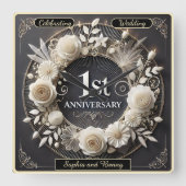 記念日におすすめの優雅なペーパーアート スクエア壁時計 (正面)