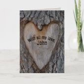 記念日におすすめの木のハートの彫刻 カード (正面)