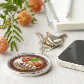 記念日のカスタマイズ可能な革および銀 キーホルダー (側面)