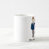 記念日のカップルの名前入りな漫画のマグ コーヒーマグカップ (中央)