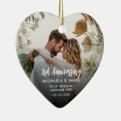 記念日のカップルの名前、メッセージ、2枚の写真 セラミックオーナメント (右)