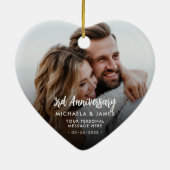記念日のカップルの名前、メッセージ、2枚の写真 セラミックオーナメント (裏面)