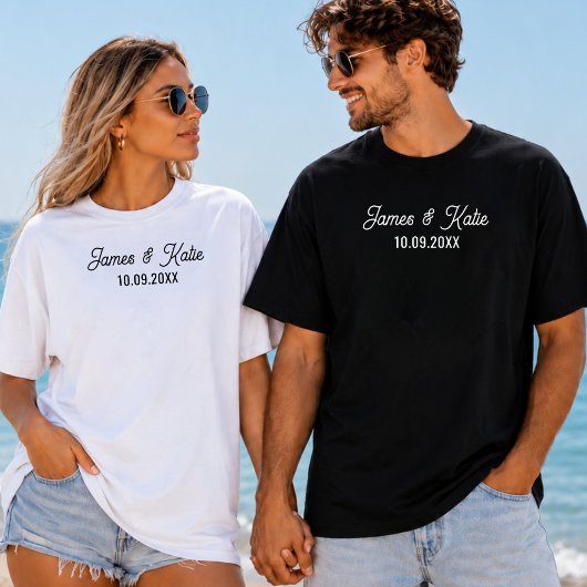 記念日のカップルペア ウェディングカスタム Tシャツ