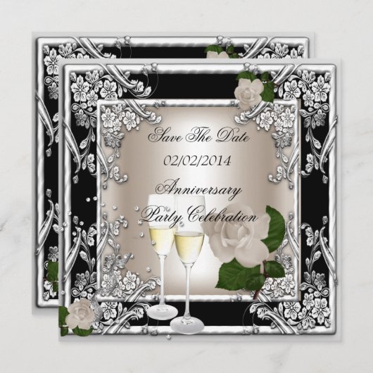 記念日のクリーム結婚ブラックを保存 セーブザデート (正面/裏面)