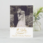 記念日のゴールドハート 年年永遠に フォト 招待状 (スタンド正面)